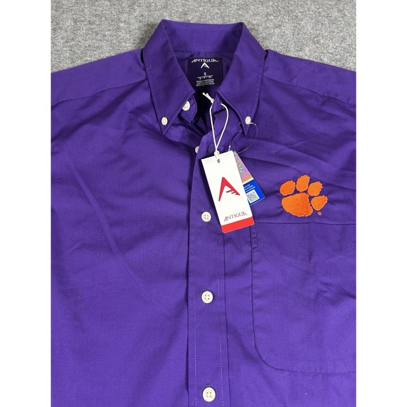 Antigua Men's Purple Clemson Tigers Long Sleeve Button Up Small‎ NWT - Picture 2 of 8